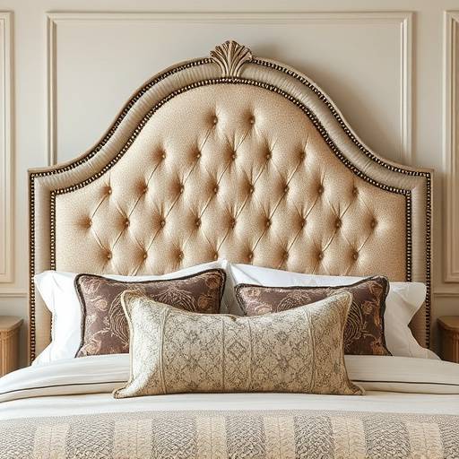A custom upholstered headboard for a bed, showcasing the attention to detail and craftsmanship of CloudNine Comforts' custom furniture