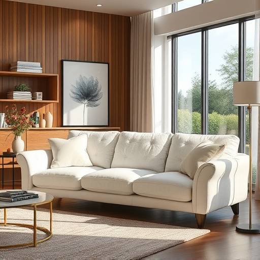A handcrafted CloudNine Comforts sofa with plush cushions in a bright living room.