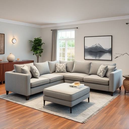 The Denver Sectional, a spacious seating option in a soft gray fabric
